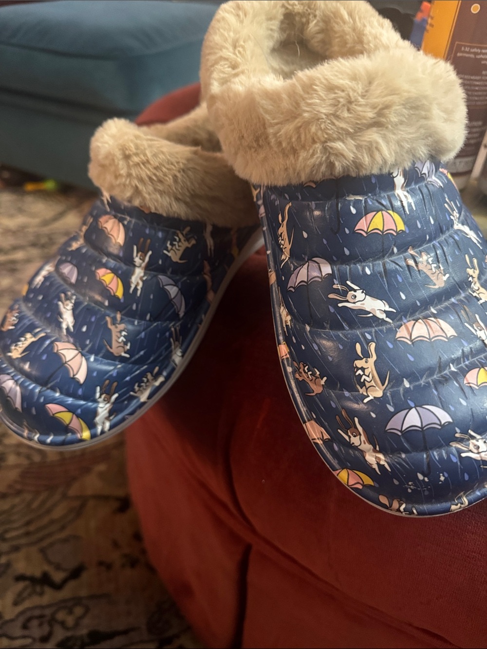 Skechers Navy Blue Quilted Slip-On Clog with Umbrella & Dog Print